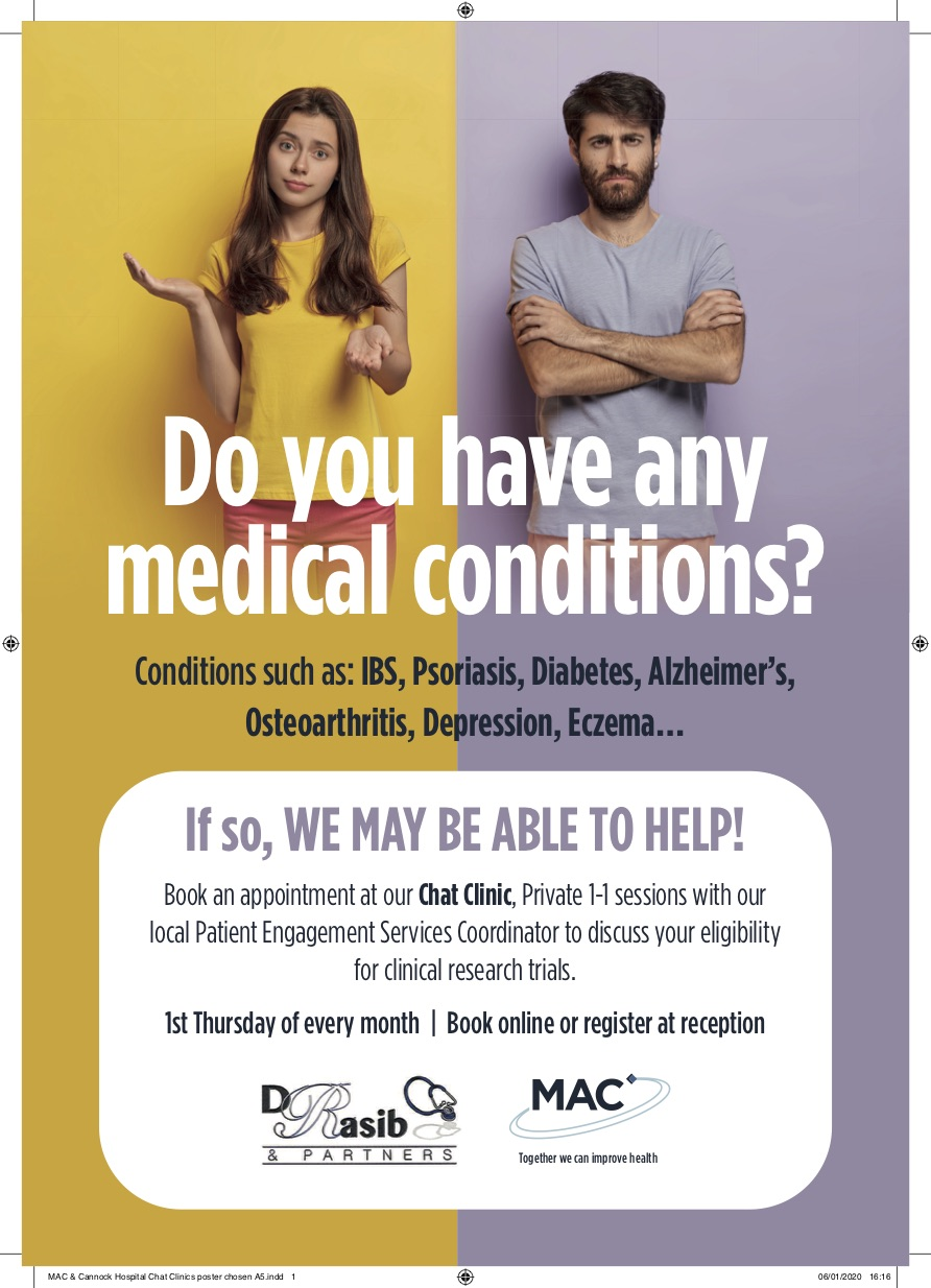 MAC & Cannock Hospital Chat Clinics poster chosen A52.jpg MAC & Cannock Hospital Chat Clinics poster chosen A52.jpg
